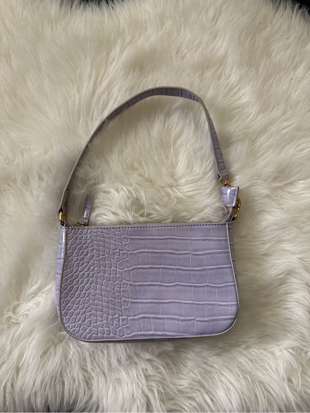 Olivia Miller Lilac Croc-Embossed Shoulder Bag